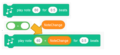 Screen capture of Scratch programming blocks, response to Melody 1
